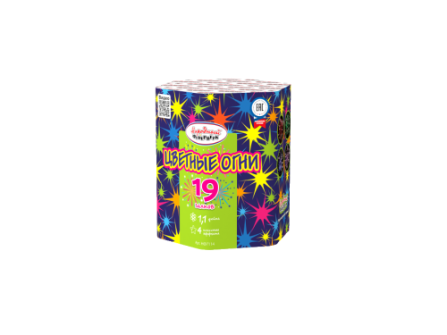 Купить батарею салютов Фейерверк Цветные огни 19 залпов