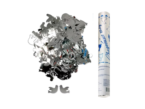 Купить Хлопушки Пневмохлопушка в металлической тубе, Свадебные Голуби, бумага /фольга 30см